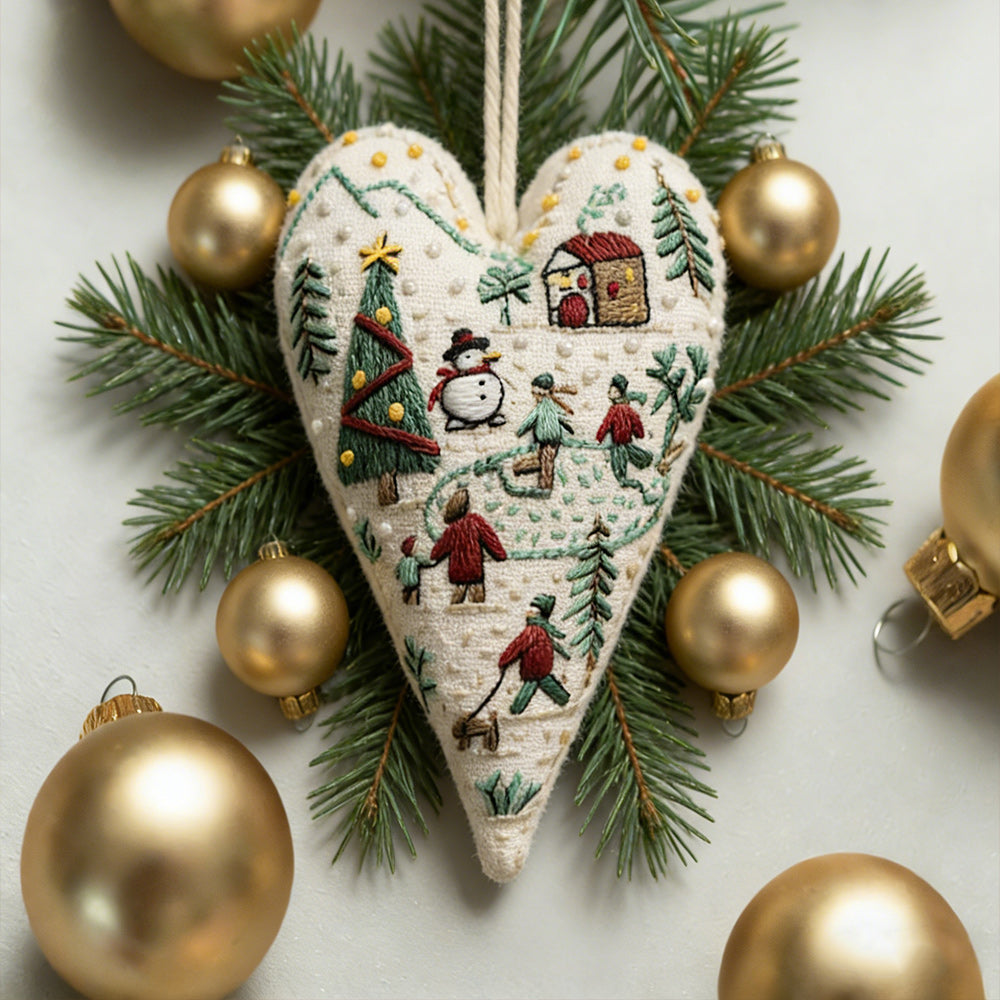 Heart-shaped Handmade Christmas Tree Embroidery Decoration Kit