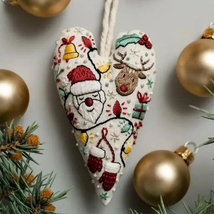 Heart-shaped Handmade Christmas Tree Embroidery Decoration Kit
