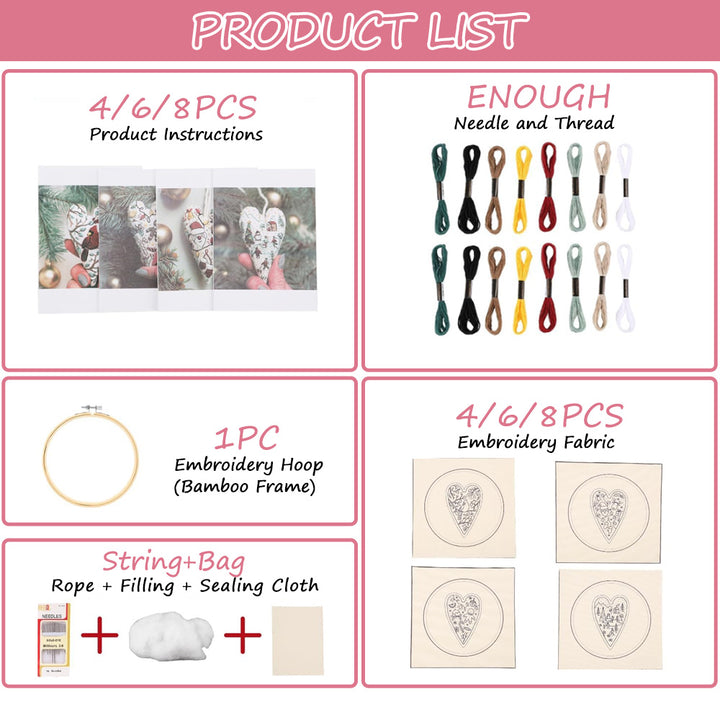 Heart-shaped Handmade Christmas Tree Embroidery Decoration Kit