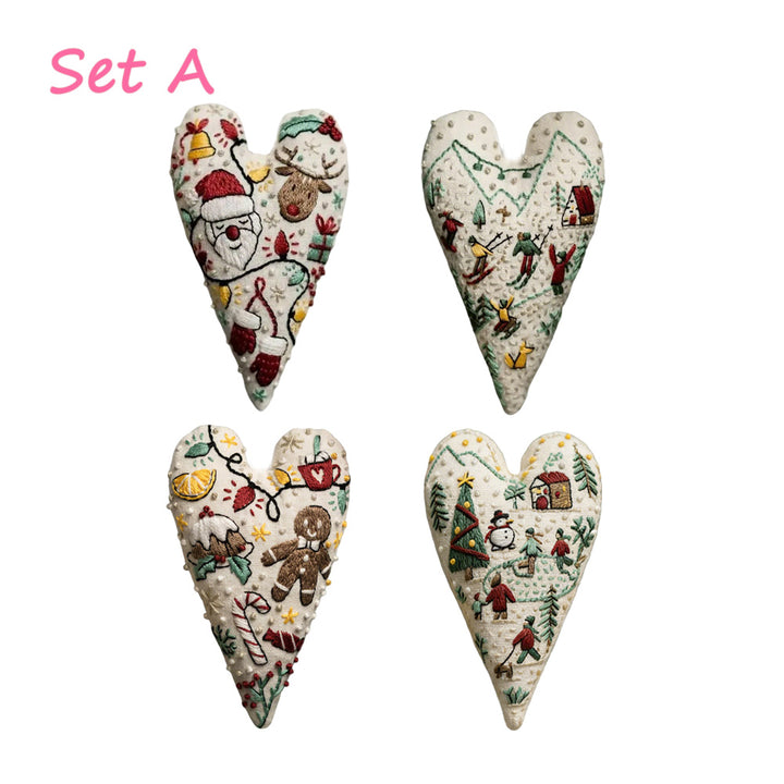 Heart-shaped Handmade Christmas Tree Embroidery Decoration Kit