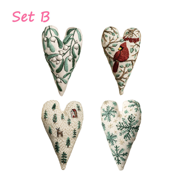 Heart-shaped Handmade Christmas Tree Embroidery Decoration Kit