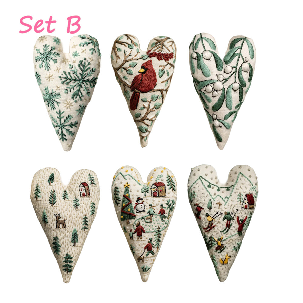 Heart-shaped Handmade Christmas Tree Embroidery Decoration Kit