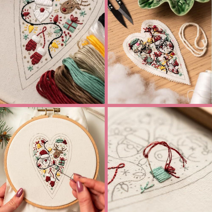 Heart-shaped Handmade Christmas Tree Embroidery Decoration Kit