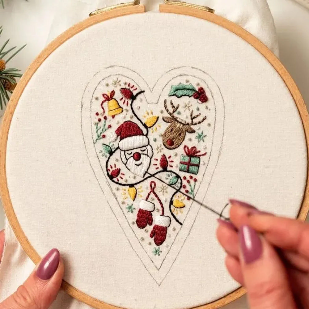 Heart-shaped Handmade Christmas Tree Embroidery Decoration Kit
