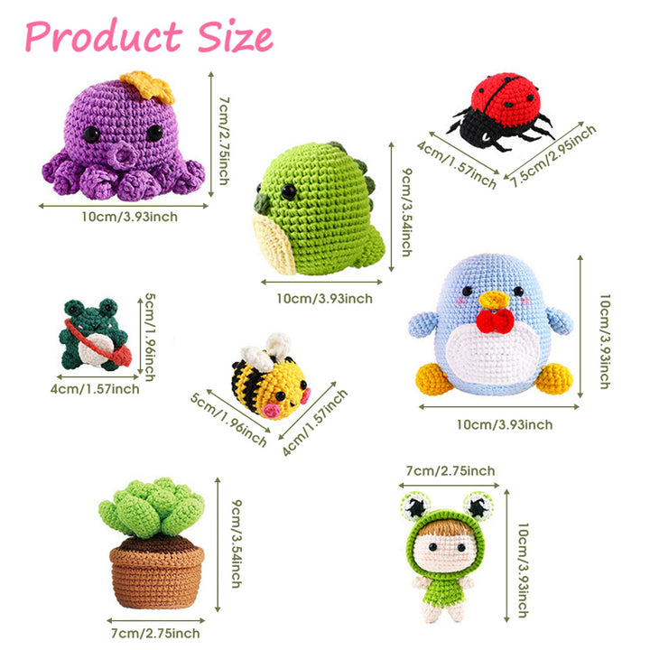 Crochet Beginners Crochet Cartoon Animals DIY Kit for Kids Adults