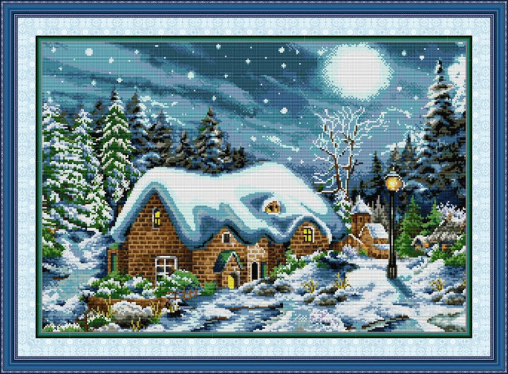 Forest Hut in The Snow Cross Stitch Kits