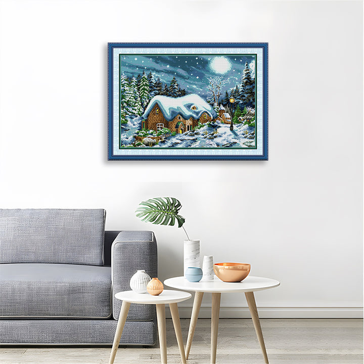 Forest Hut in The Snow Cross Stitch Kits