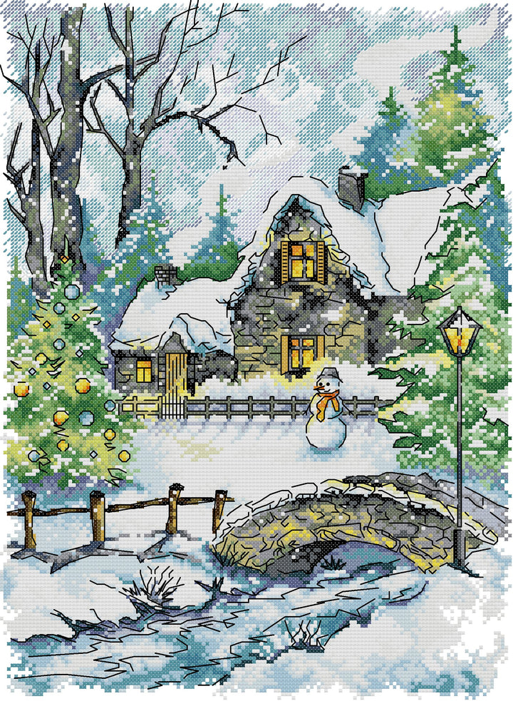 Christmas Cottage in the Snow Cross Stitch Kits