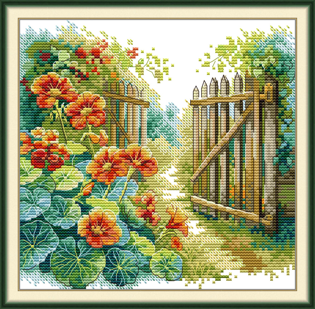 Flowers by the Fence Cross Stitch Kits