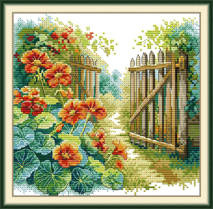 Flowers by the Fence Cross Stitch Kits