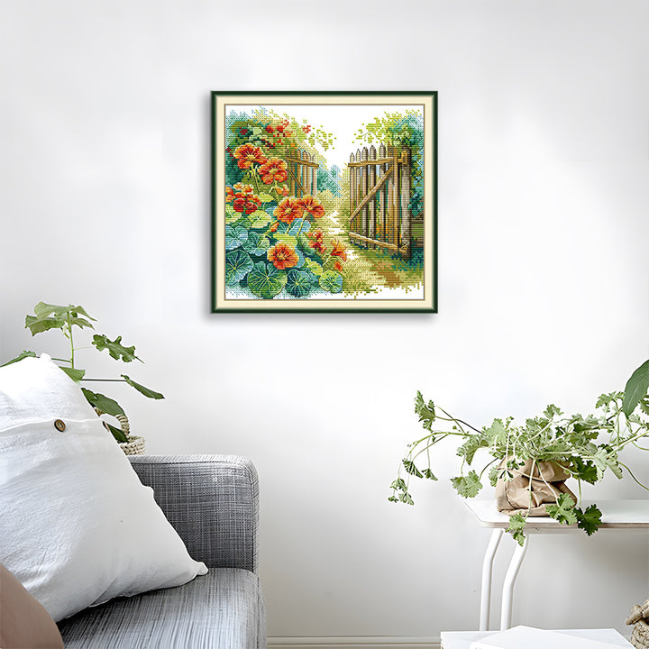 Flowers by the Fence Cross Stitch Kits