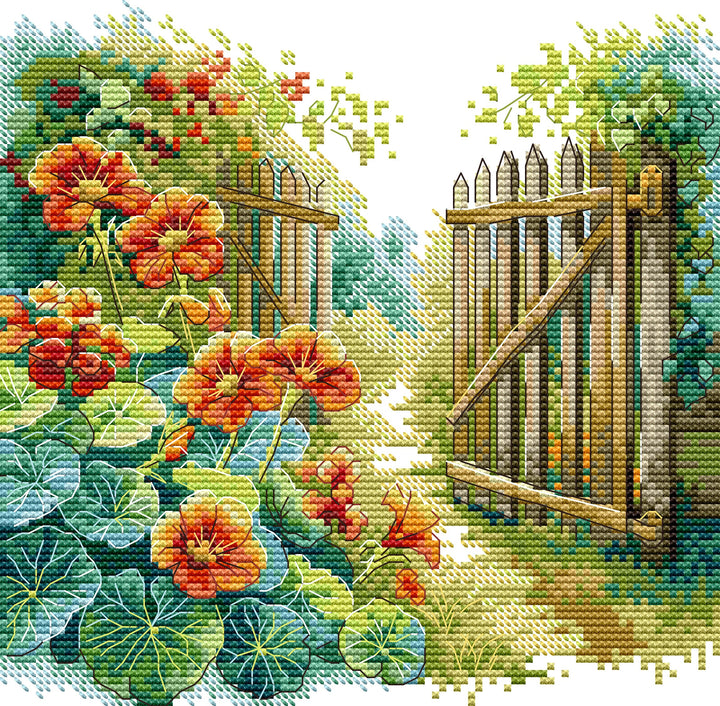 Flowers by the Fence Cross Stitch Kits
