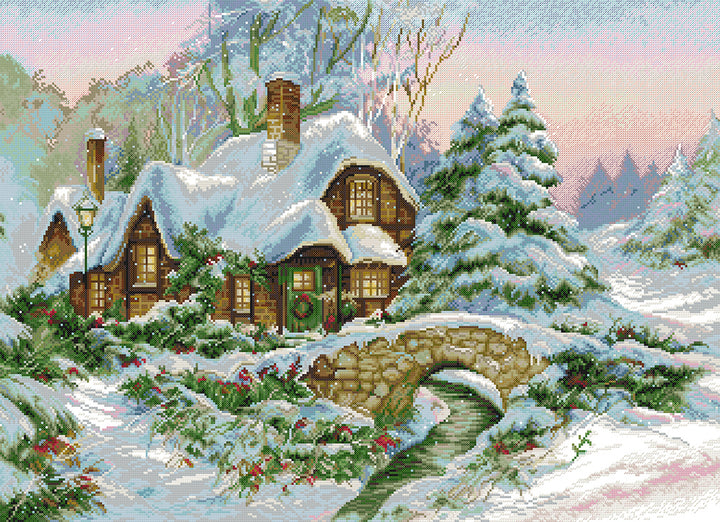 Winter Christmas Cabin Cross Stitch Kits