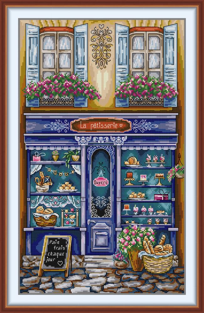 Blue Shop Window Cross Stitch Kits