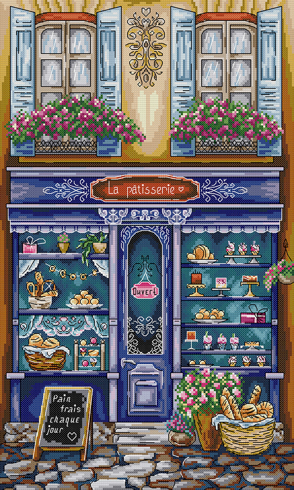 Blue Shop Window Cross Stitch Kits