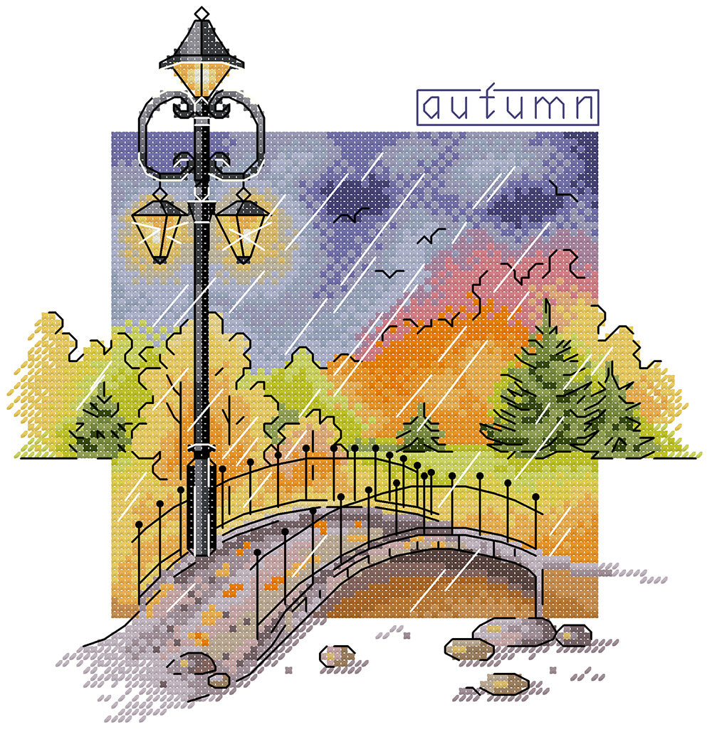 Streetlights Autumn Cross Stitch Kits