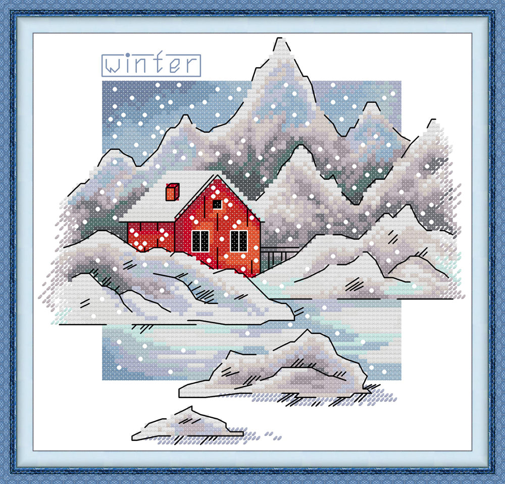 Cabin Winter Cross Stitch Kits