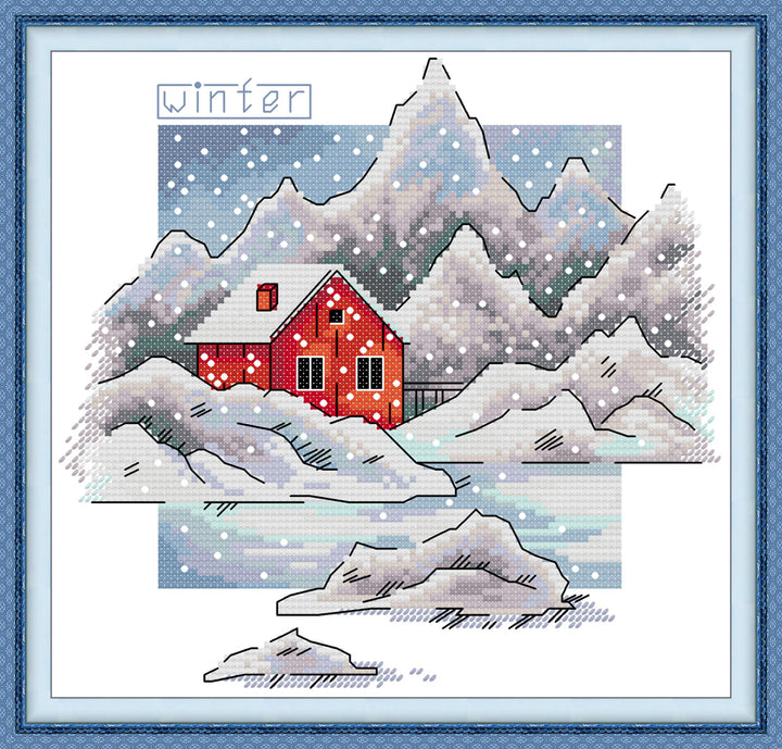 Cabin Winter Cross Stitch Kits