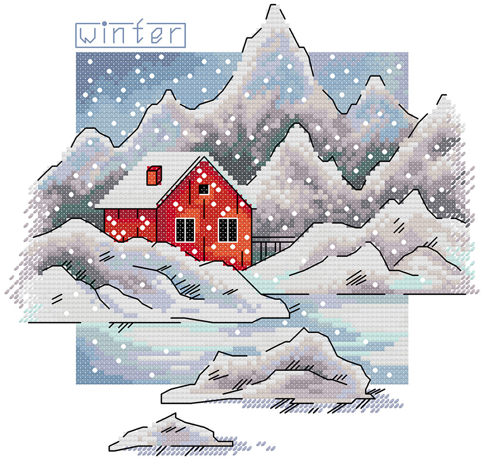 Cabin Winter Cross Stitch Kits