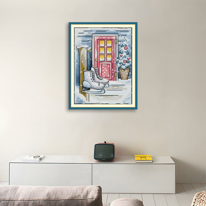 Ice Skates at the Door Cross Stitch Kits