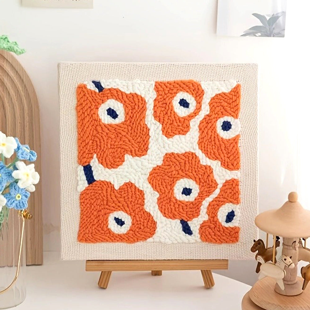 Orange & Cream Pattern Punch Needle Embroidery Kits
