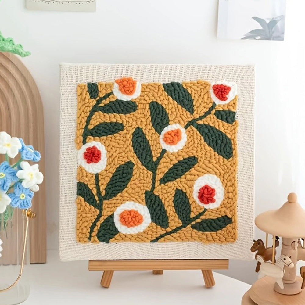 Golden Branch Blooms Punch Needle Embroidery Kits