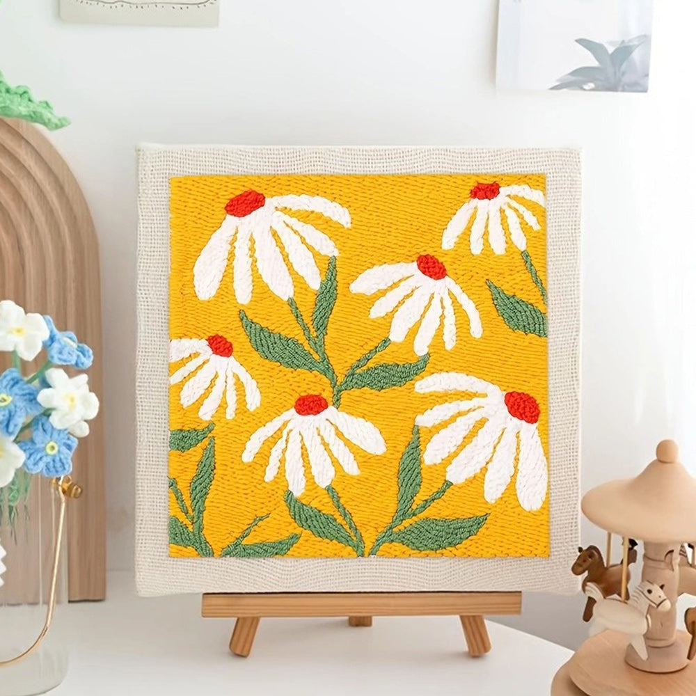 Yellow Field Daisies Punch Needle Embroidery Kits