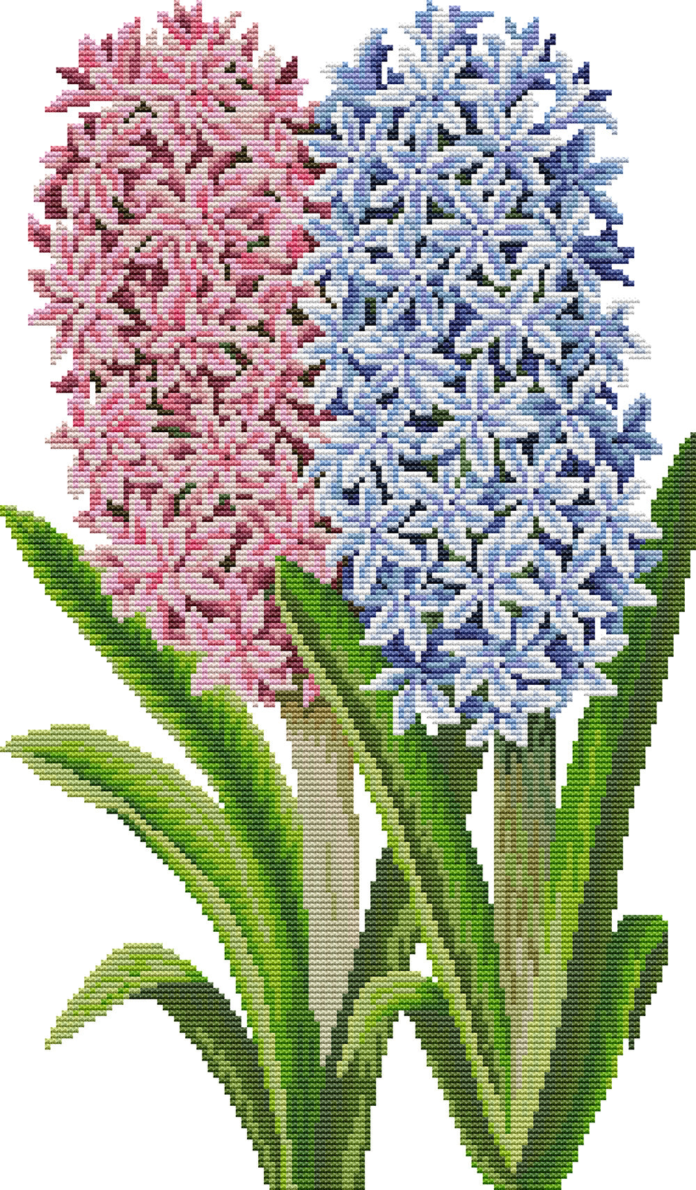 Pink and Blue Hyacinth Cross Stitch Kits