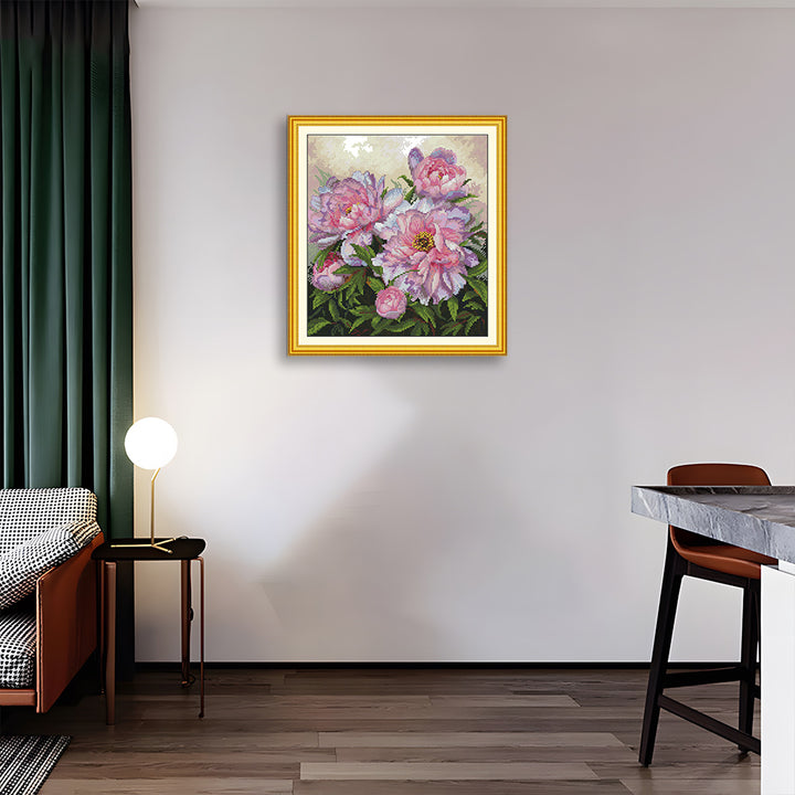 Pink Peony Cross Stitch Kits