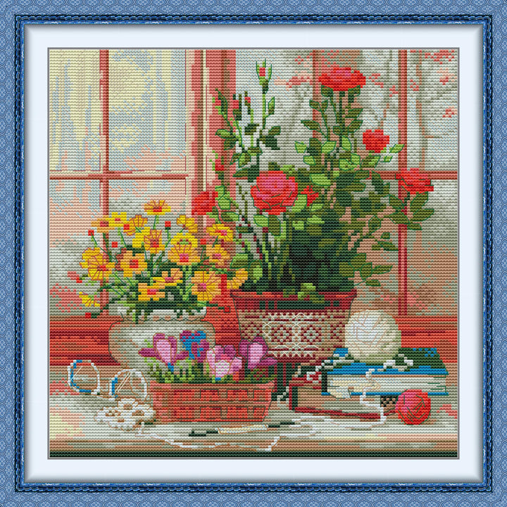 Small Garden in front of The Window Cross Stitch Kits