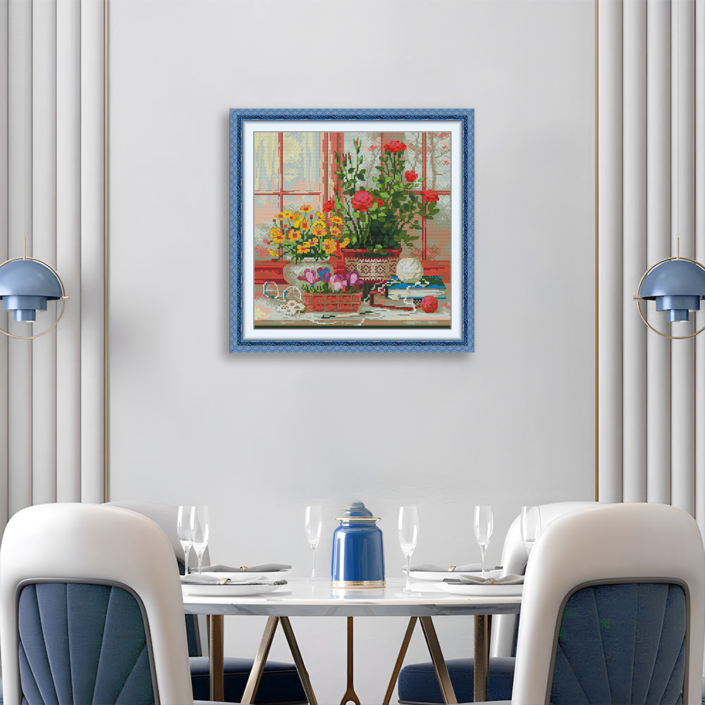 Small Garden in front of The Window Cross Stitch Kits