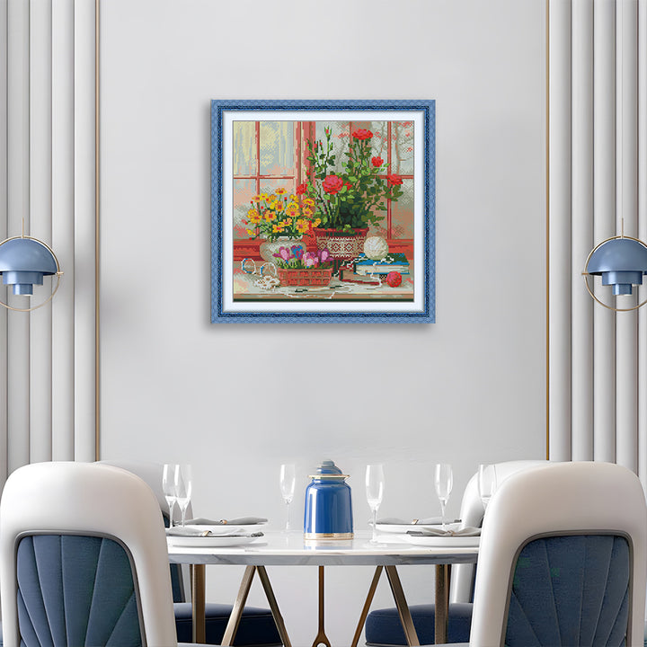 Small Garden in front of The Window Cross Stitch Kits