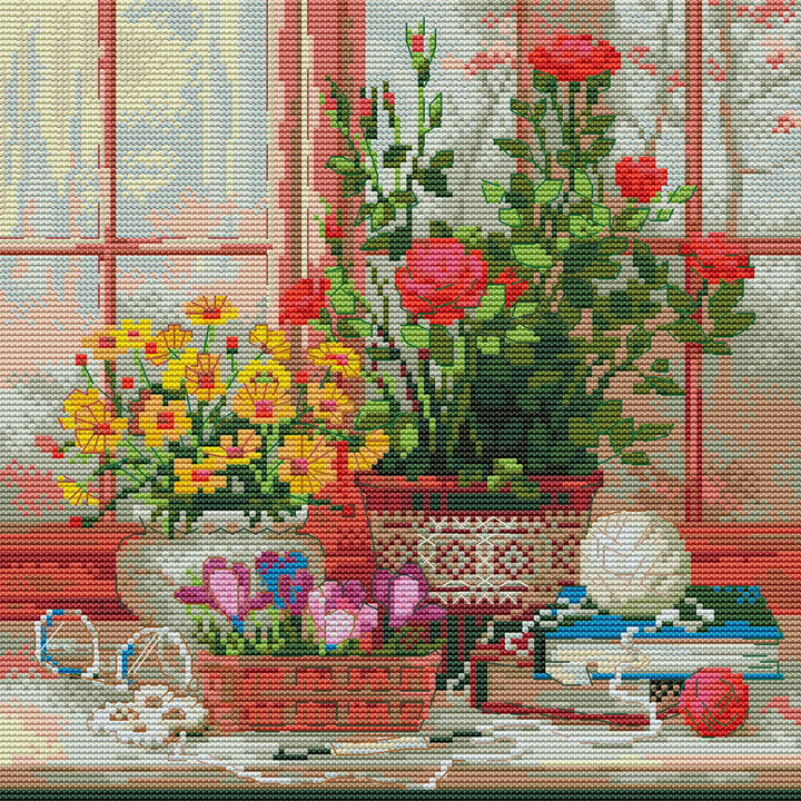 Small Garden in front of The Window Cross Stitch Kits