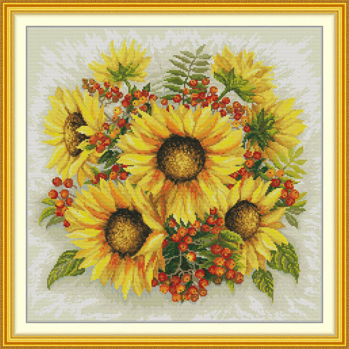 Sunflowers and Red Berries Cross Stitch Kits