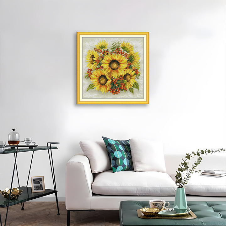 Sunflowers and Red Berries Cross Stitch Kits