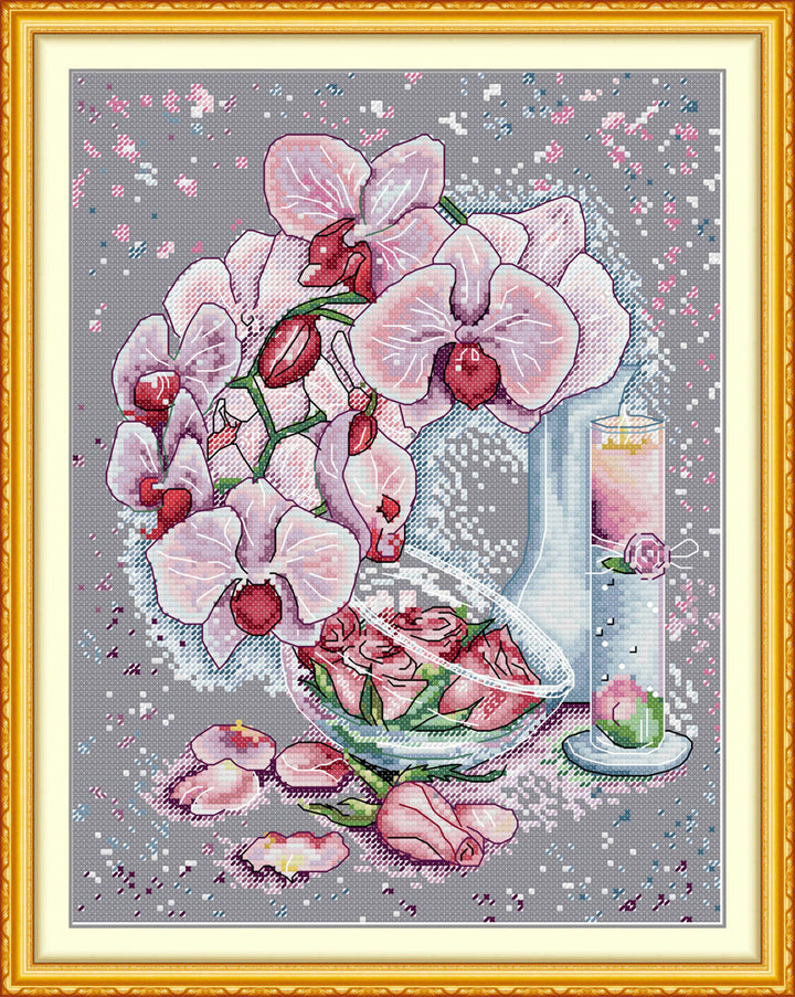 Phalaenopsis and Rose Cross Stitch Kits