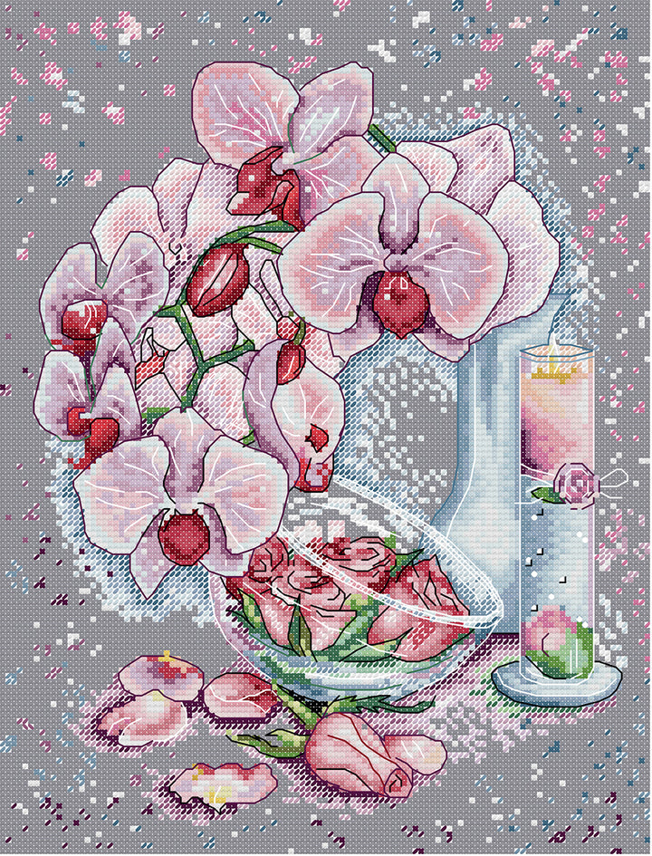 Phalaenopsis and Rose Cross Stitch Kits