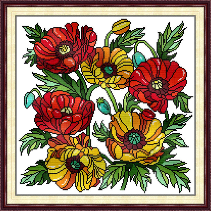 Red and Yellow Poppies Cross Stitch Kits