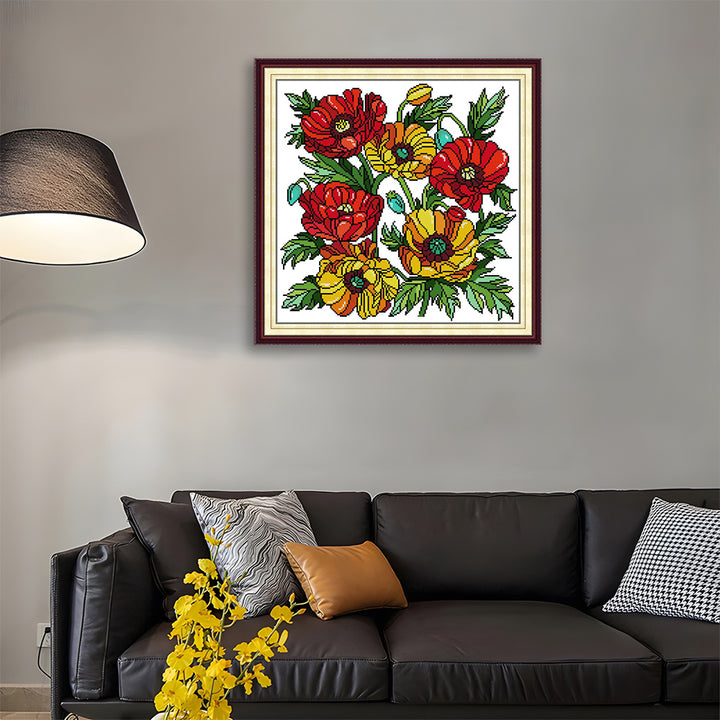 Red and Yellow Poppies Cross Stitch Kits
