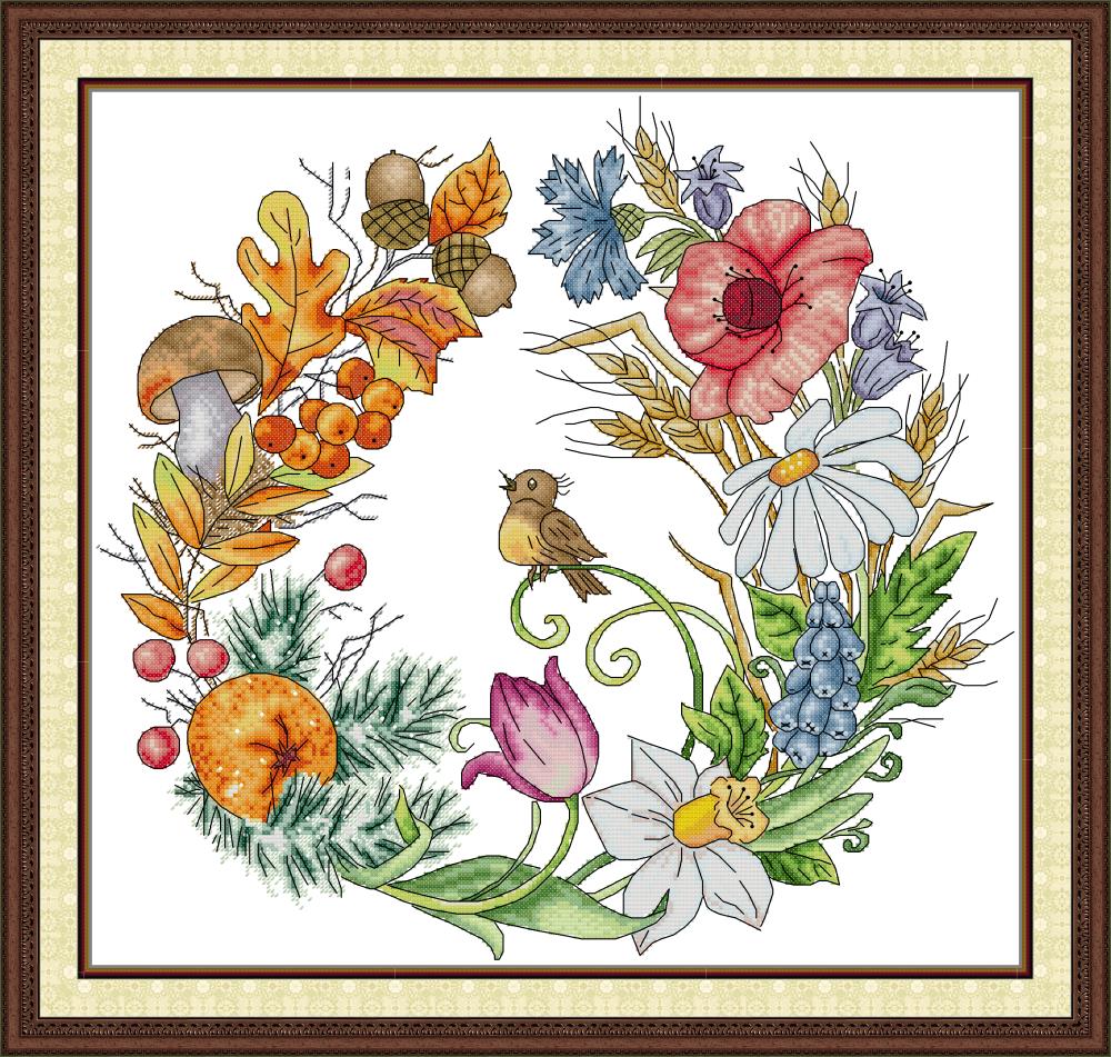 Wreaths of The Four Seasons Cross Stitch Kits