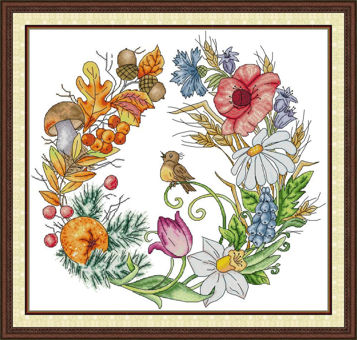 Wreaths of The Four Seasons Cross Stitch Kits
