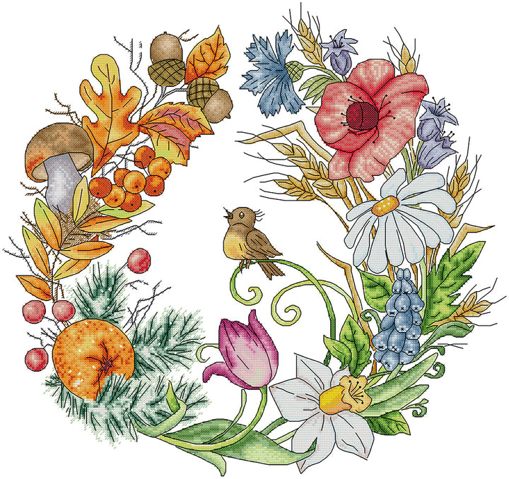 Wreaths of The Four Seasons Cross Stitch Kits