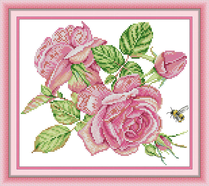 Two Pink Roses Cross Stitch Kits