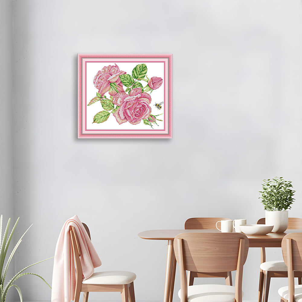 Two Pink Roses Cross Stitch Kits