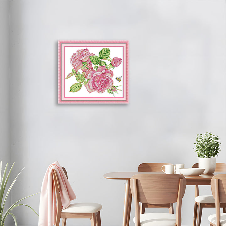 Two Pink Roses Cross Stitch Kits