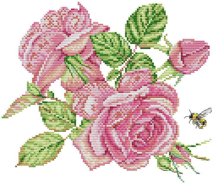 Two Pink Roses Cross Stitch Kits