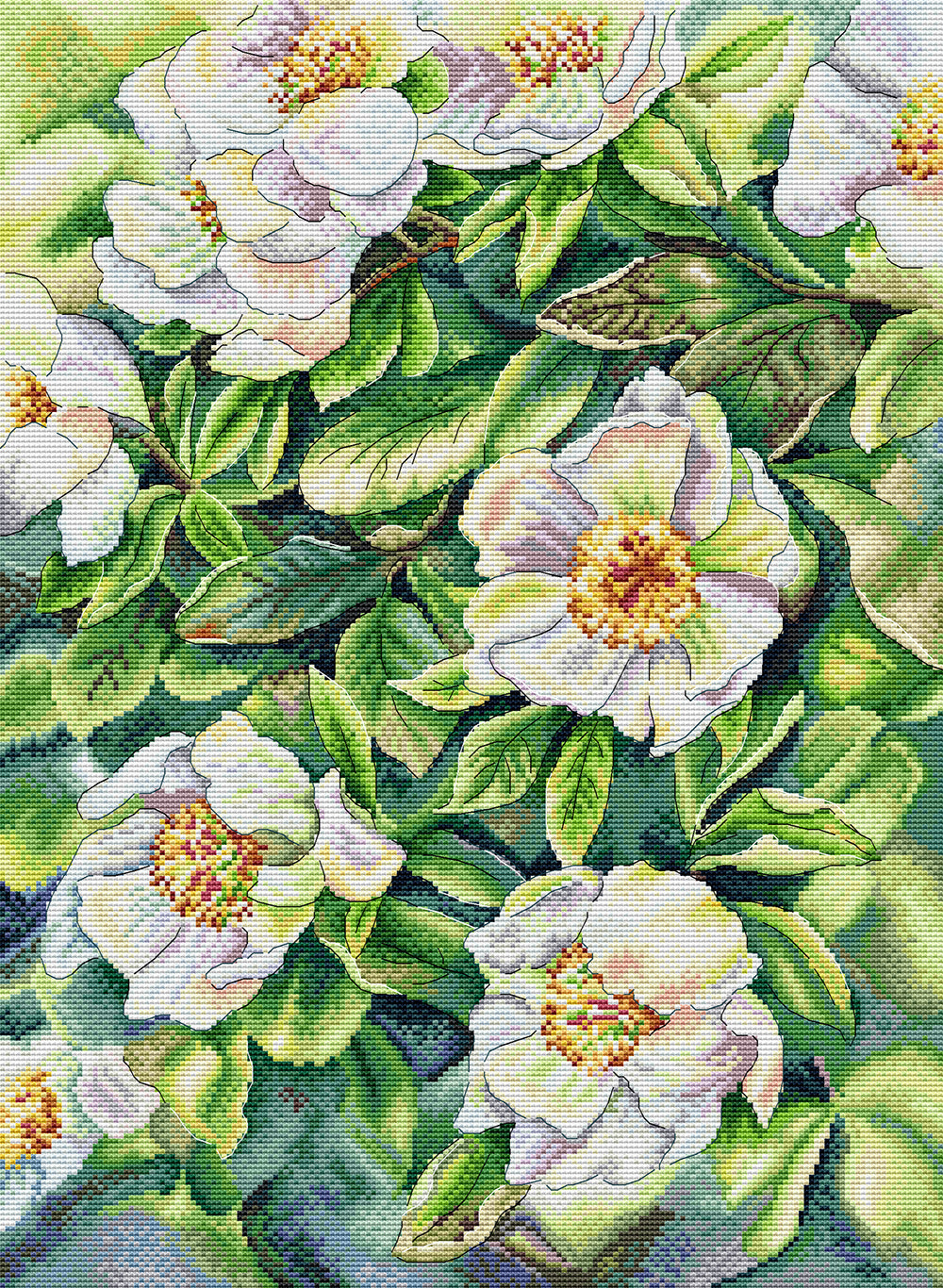 White Rosehip Cross Stitch Kits