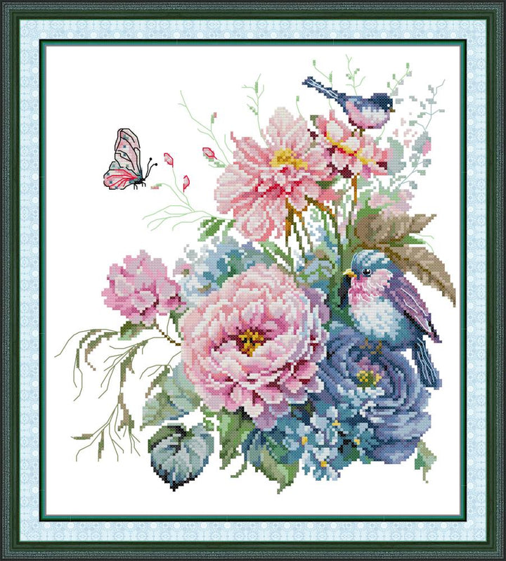 Summer Flowers and Birds Cross Stitch Kits