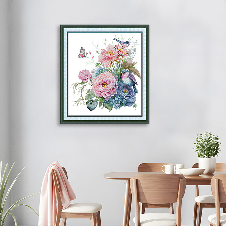 Summer Flowers and Birds Cross Stitch Kits