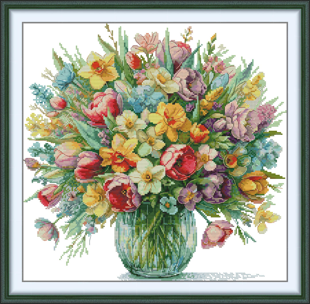 Blooming Flowers in a Vase Cross Stitch Kits